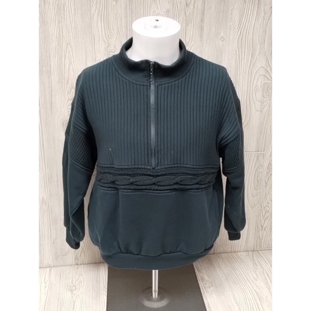 Vintage Casual Bay Women's Medium Long Sleeve‎ Green Sweater Half Zip